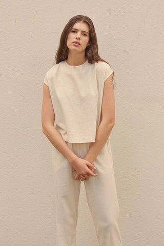 Keten Kolsuz Bluz Bej - Fahhar Design