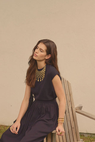 Keten Kolsuz Bluz Siyah - Fahhar Design