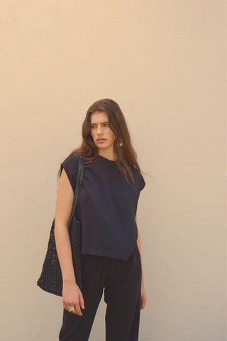 Keten Kolsuz Bluz Siyah - Fahhar Design