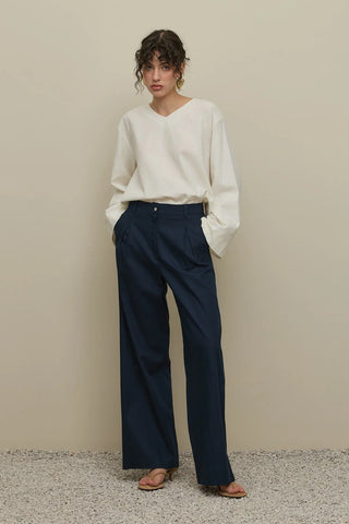 Keten Straight Pantolon Lacivert