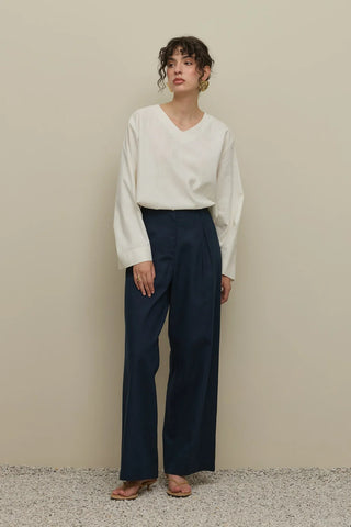 Keten Straight Pantolon Lacivert