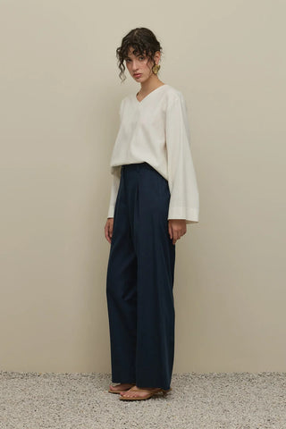 Keten Straight Pantolon Lacivert