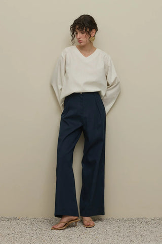 Keten Straight Pantolon Lacivert