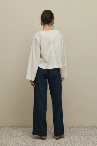 Keten Straight Pantolon Lacivert
