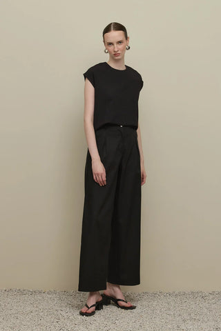 Keten Straight Pantolon Siyah