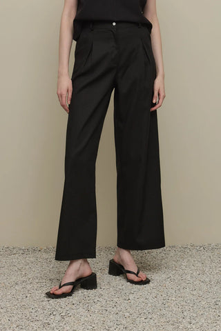 Keten Straight Pantolon Siyah