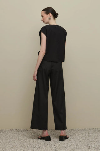 Keten Straight Pantolon Siyah