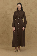 Linen Shirt Dress Bitter Coffee