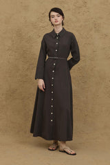 Linen Shirt Dress Anthracite