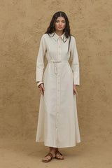 Linen Shirt Dress Natural