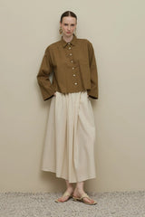 Kimono Short Sleeve Linen Shirt Khaki