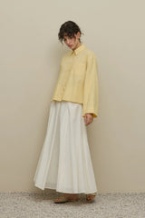 Kimono Short Sleeve Linen Shirt Yellow