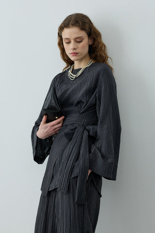 Kıraşlı Bağlamalı Pantolonlu Takım Siyah