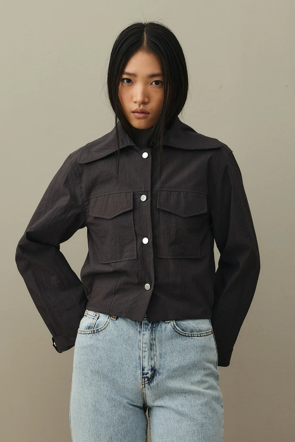 Short Bomber Jacket Anthracite