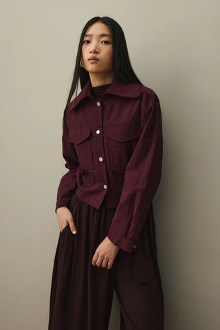 Kısa Bomber Ceket Bordo