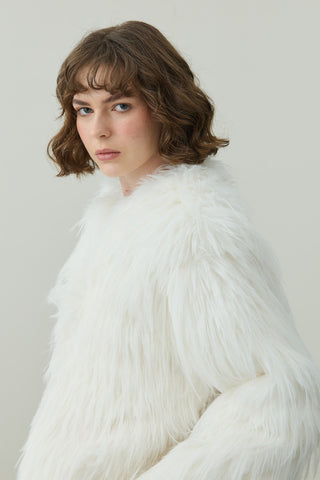 Kısa Kürk Kaban Bej