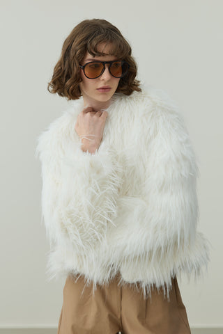 Kısa Kürk Kaban Bej