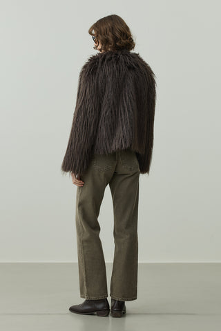 Kısa Kürk Kaban Kahverengi