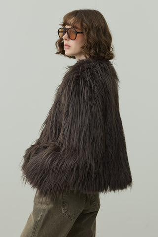 Kısa Kürk Kaban Kahverengi