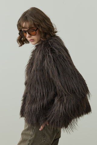 Kısa Kürk Kaban Kahverengi