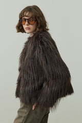 Kısa Kürk Kaban Kahverengi