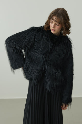 Kısa Kürk Kaban Siyah