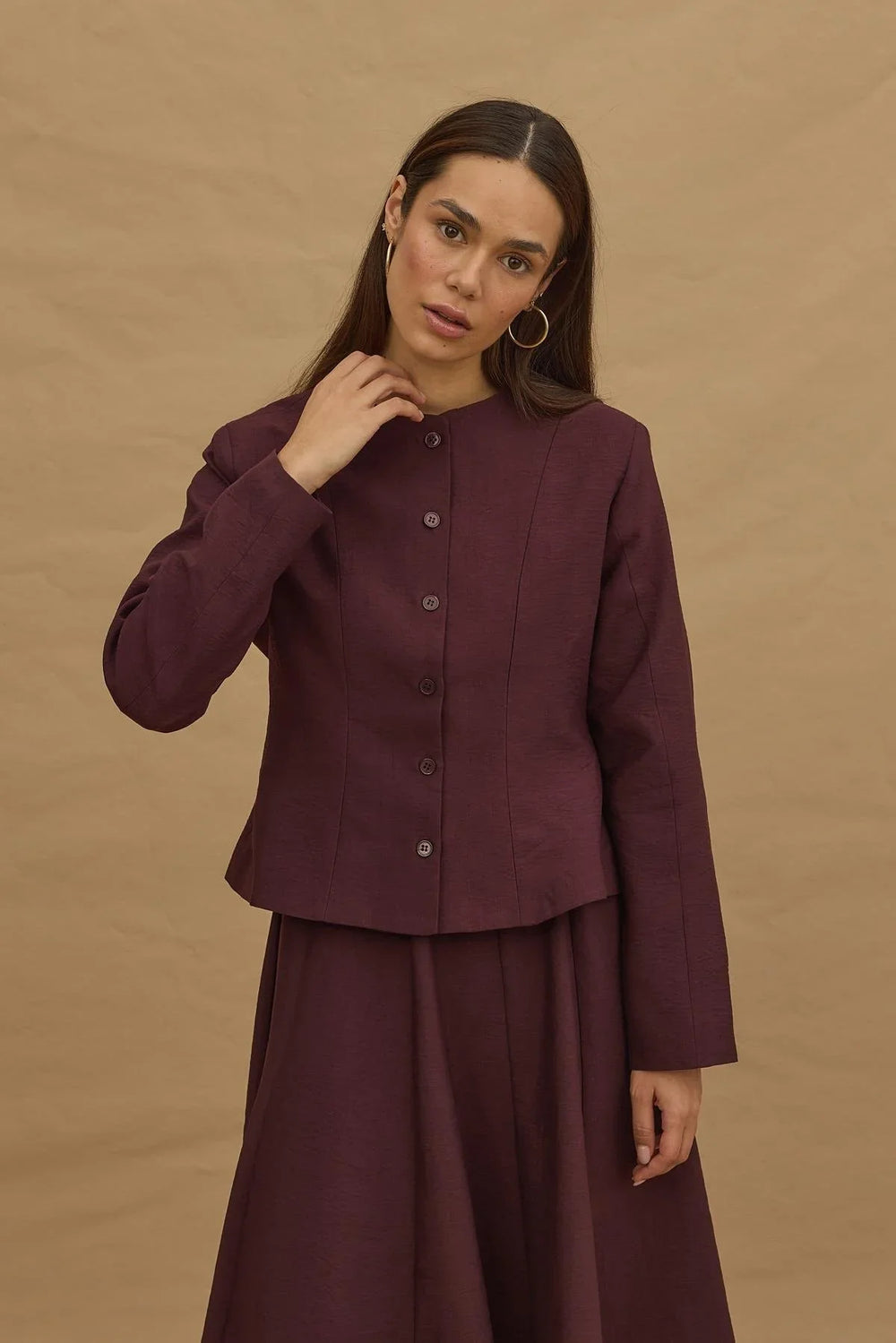 Short Darted Jacket Burgundy