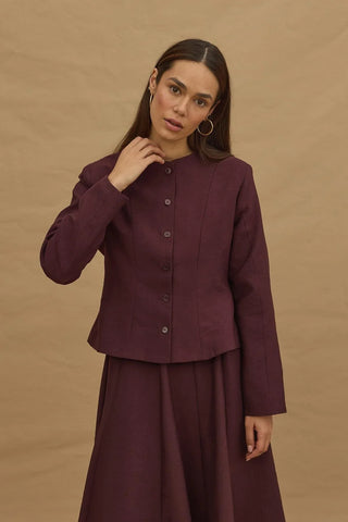 Short Darted Jacket Burgundy
