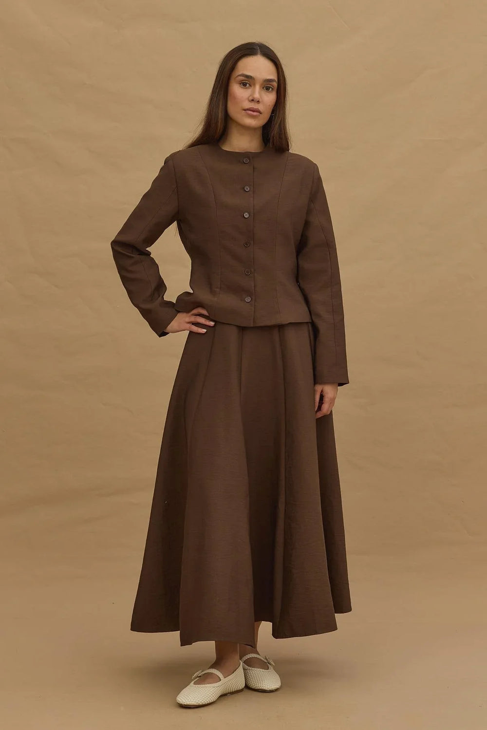 Short Darted Jacket Brown