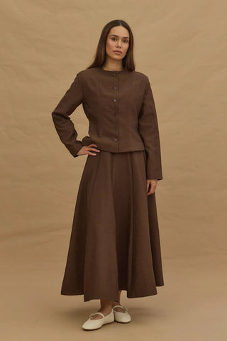 Short Darted Jacket Brown