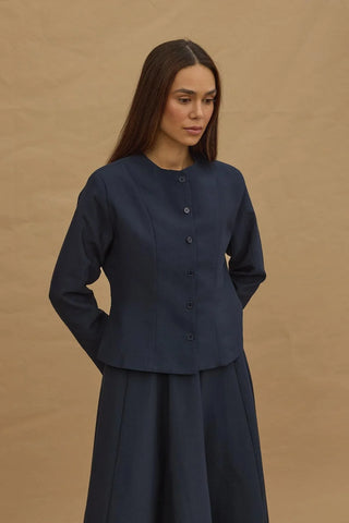 Short Darted Jacket Navy Blue