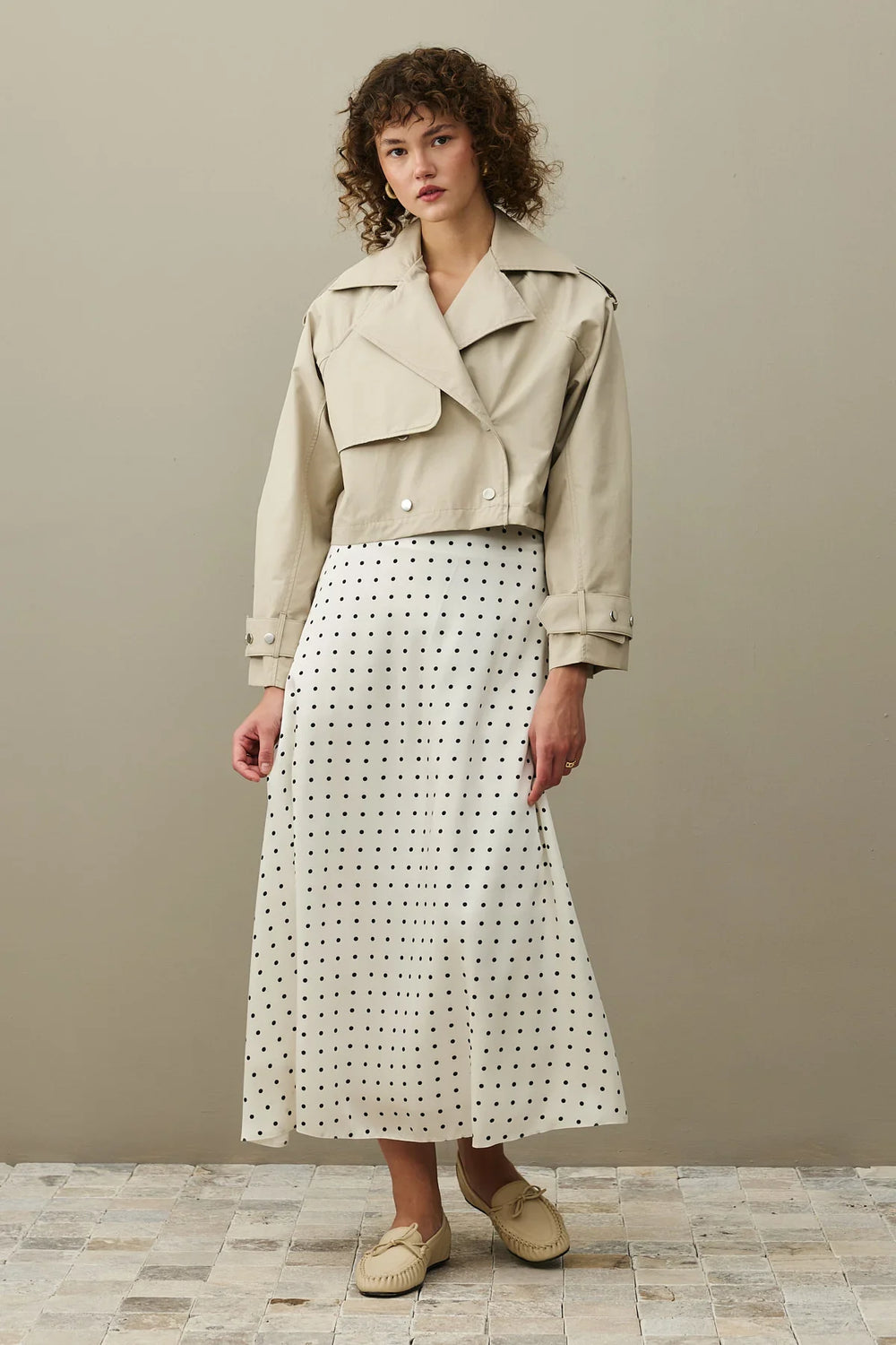 Short Trench Coat Light Beige