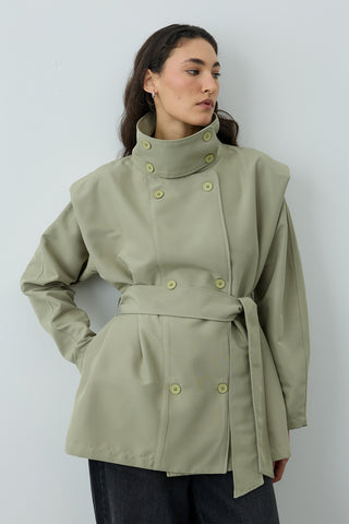 Kısa Trenç Ceket Çağla