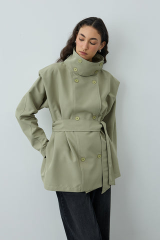 Kısa Trenç Ceket Çağla