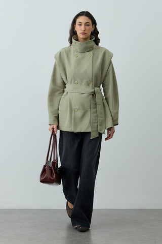 Kısa Trenç Ceket Çağla