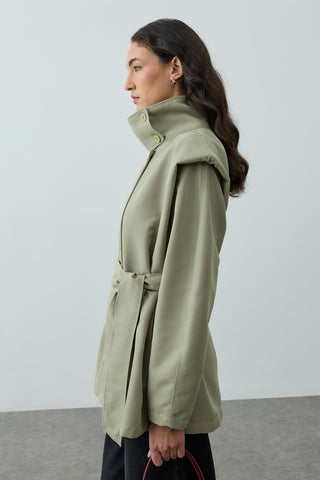 Kısa Trenç Ceket Çağla