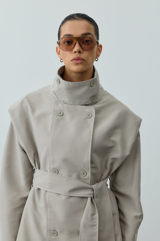 Kısa Trenç Ceket Taş