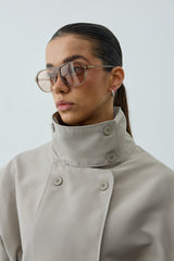 Kısa Trenç Ceket Taş