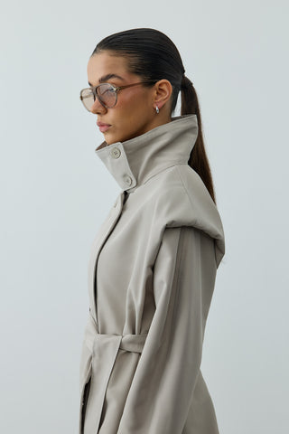 Kısa Trenç Ceket Taş