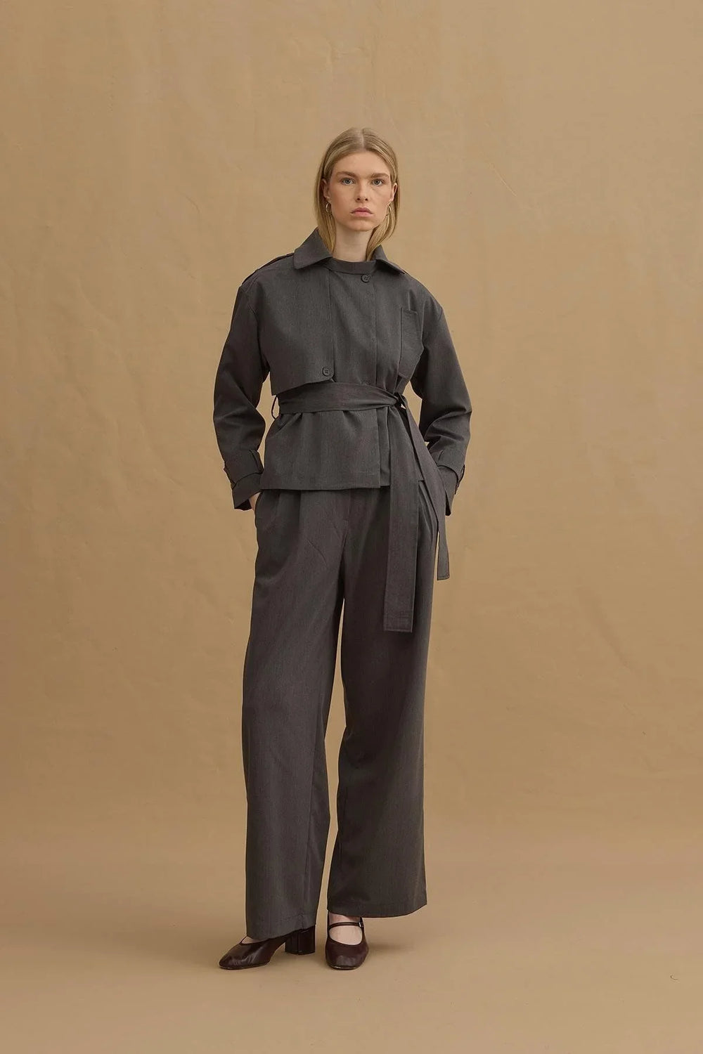 Short Trench Coat Anthracite
