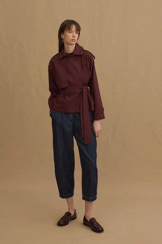 Short Trench Coat Burgundy