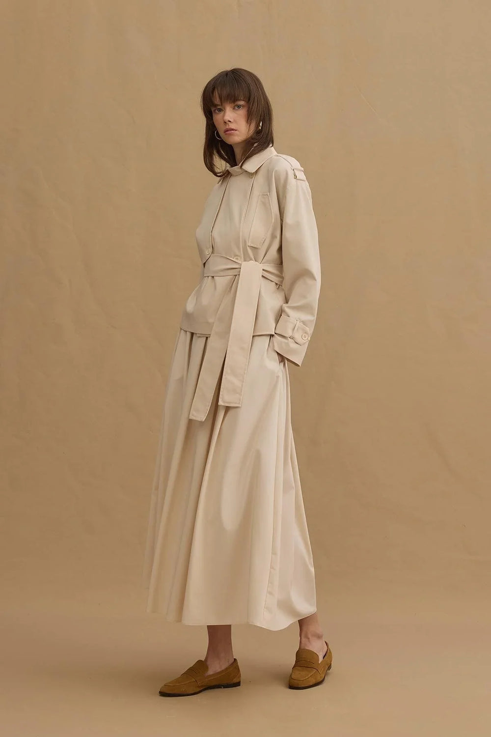 Short Trench Coat Ecru