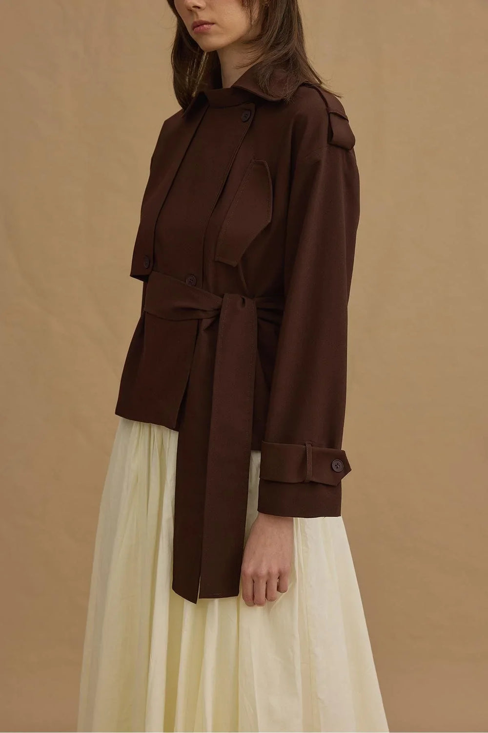 Short Trench Coat Brown