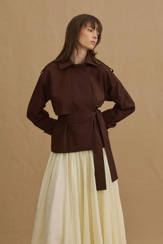 Kısa Trençkot Kahverengi - Fahhar Design
