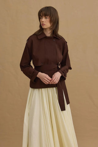 Kısa Trençkot Kahverengi - Fahhar Design