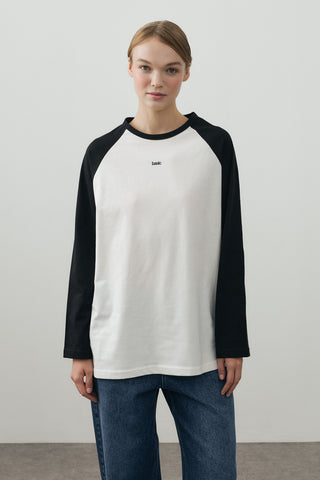 Kombine Reglan Kollu Tişört Siyah