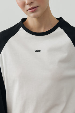 Kombine Reglan Kollu Tişört Siyah