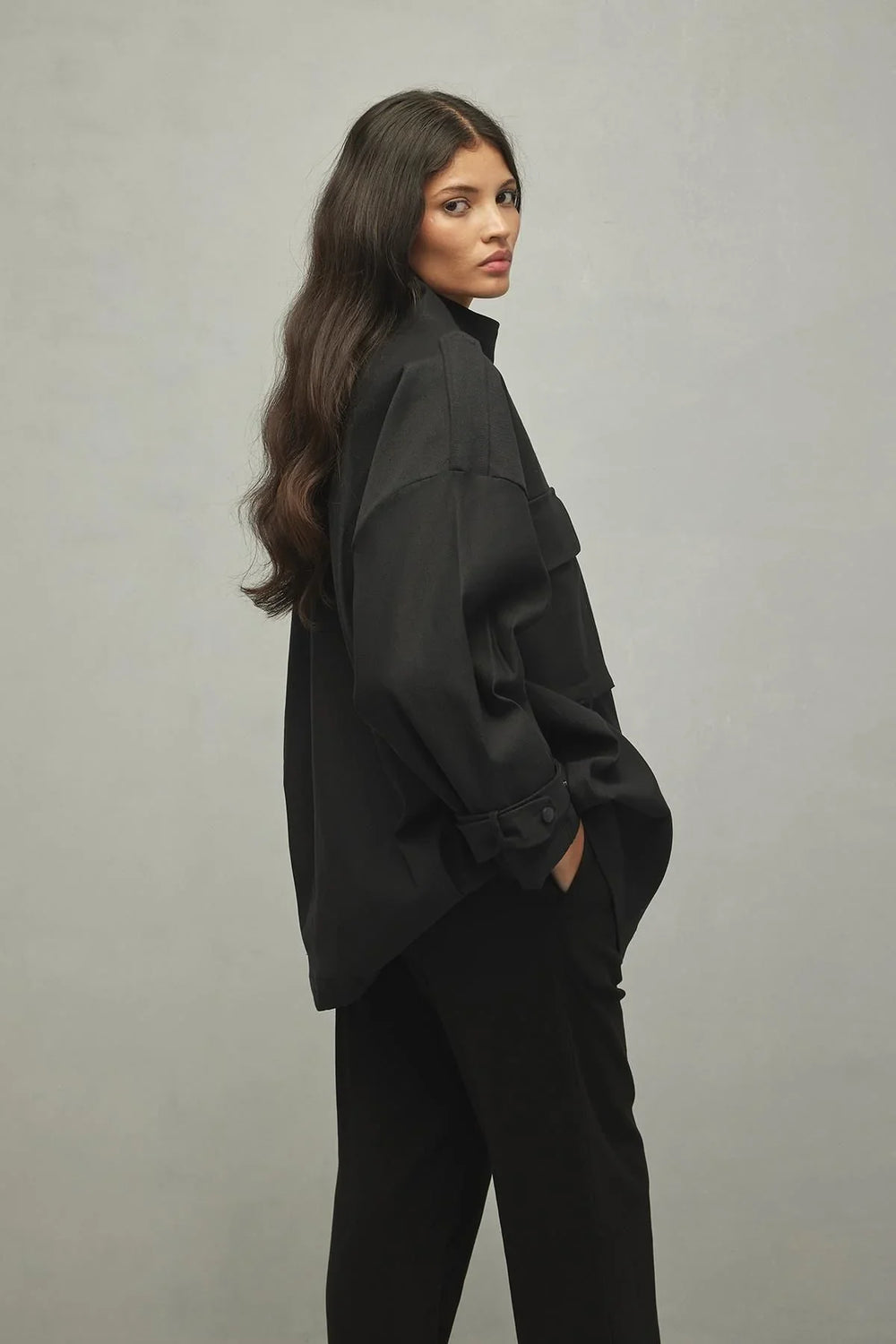 Women's Jacket with Bellows Pocket Black