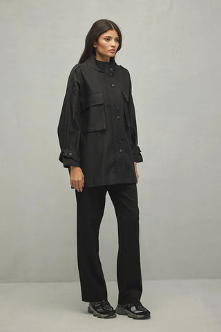 Körük Cepli Kadın Ceket Siyah - Fahhar Design