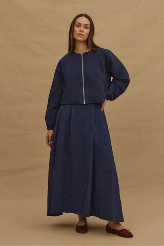 Kraşlı Bomber Etek Takım Lacivert - Fahhar Design